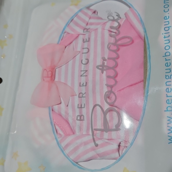 Berenguer Boutique Baby Doll Outfit with Pink Stripes & Cap Fits 12-16in Dolls - Picture 4 of 5